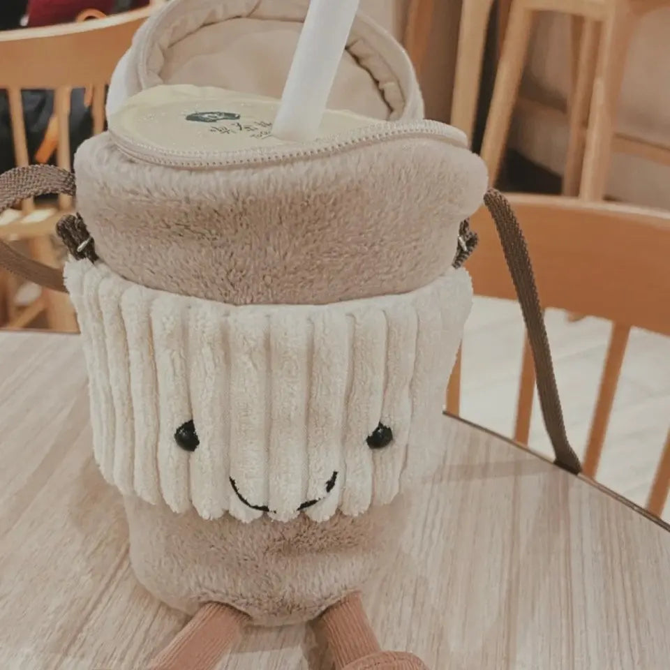 Crossbody Plush Bag Cup Holder