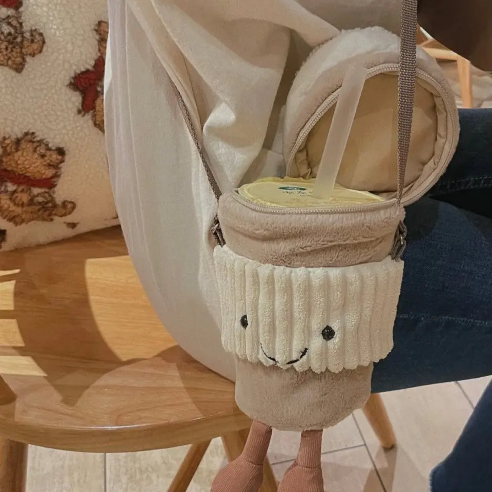 Crossbody Plush Bag Cup Holder