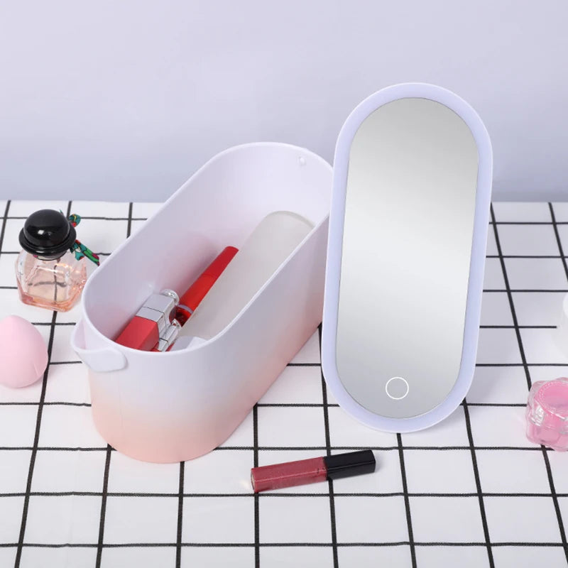 Cosmetics Organizer Case with Touch LED Mirror 