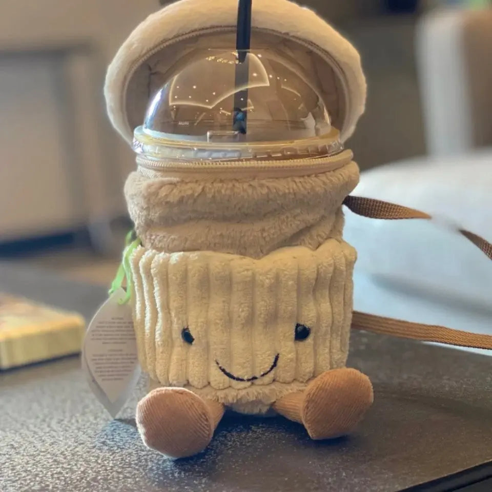 Crossbody Plush Bag Cup Holder