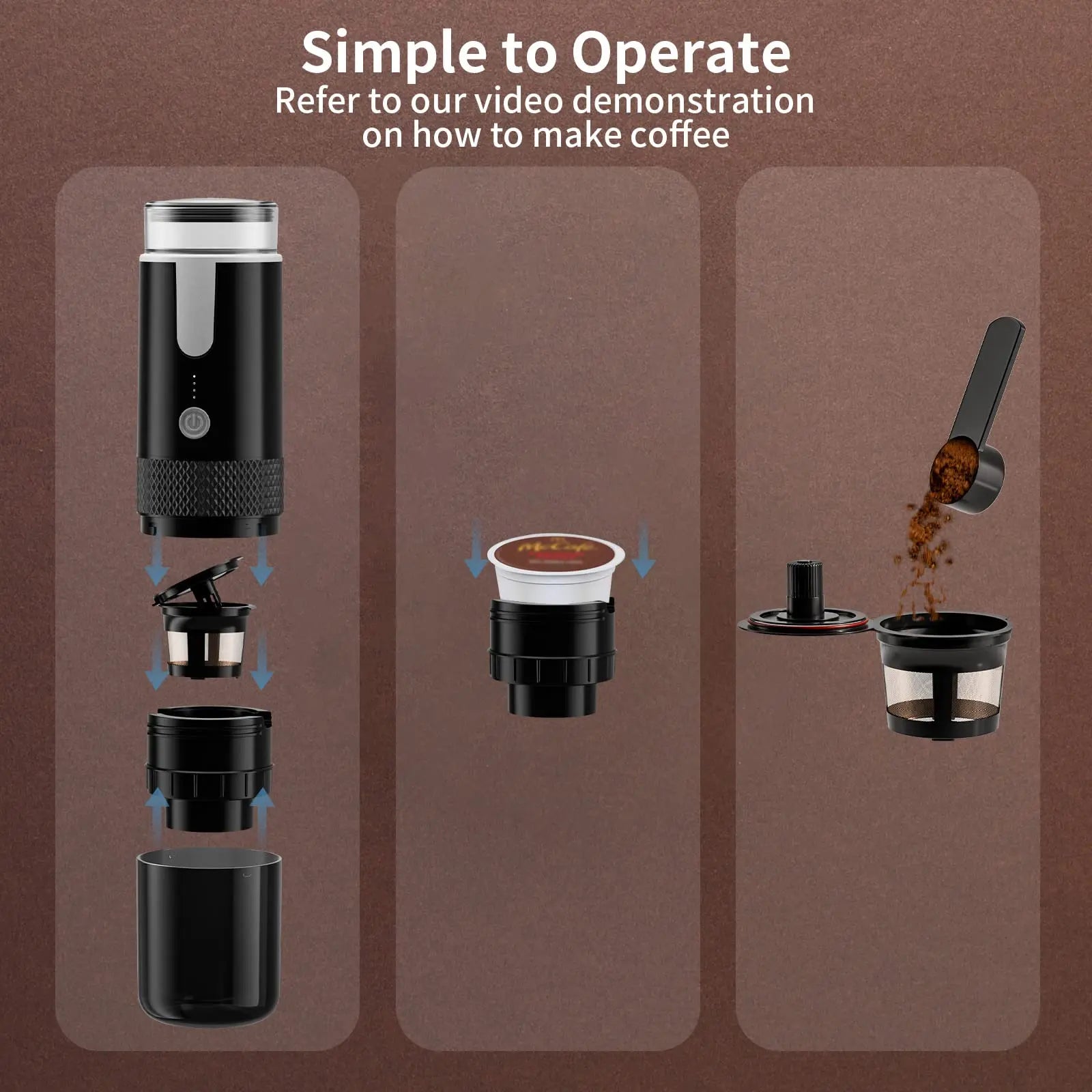 Ultimate Portable Coffee Maker: Brew Ground Coffee & Capsules Anywhere!