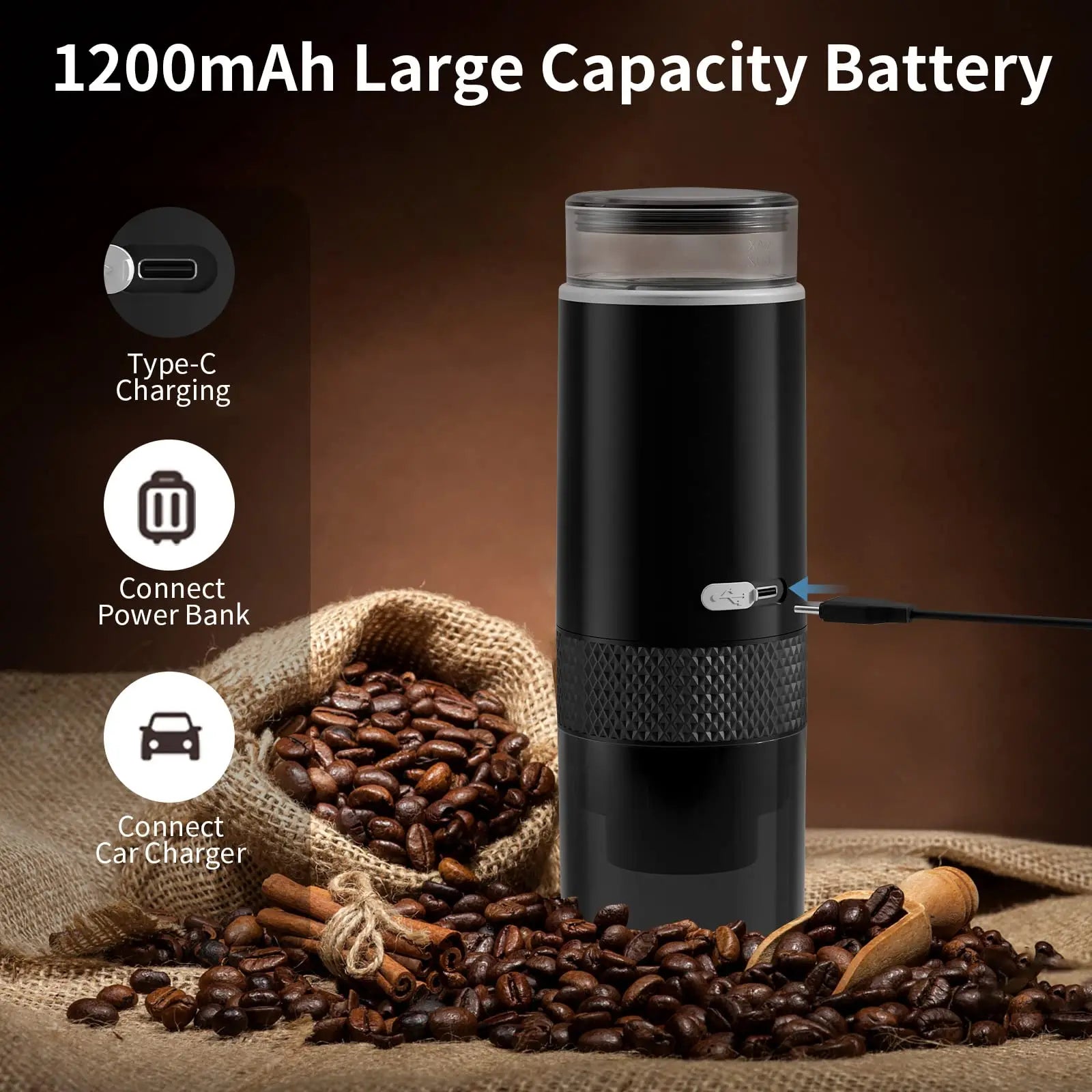 Ultimate Portable Coffee Maker: Brew Ground Coffee & Capsules Anywhere!